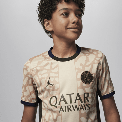 Camisola de futebol de réplica Jordan Dri-FIT do quarto equipamento Stadium Paris Saint-Germain 2023/24 Júnior