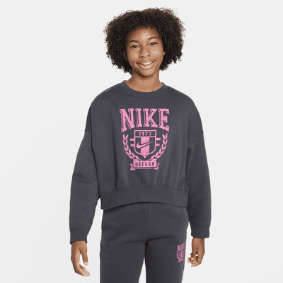 Sudadera de tejido Fleece oversized de cuello redondo para niña talla grande Nike Sportswear