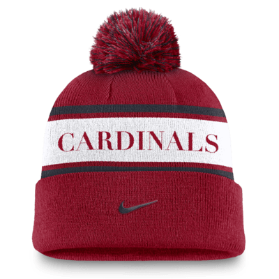 Gorro Nike de la MLB con dobladillo y pompón para hombre St. Louis Cardinals Team Stripe Peak