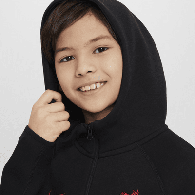 Sudadera con gorro de fútbol Nike de cierre completo para niños talla grande Liverpool FC Tech Fleece