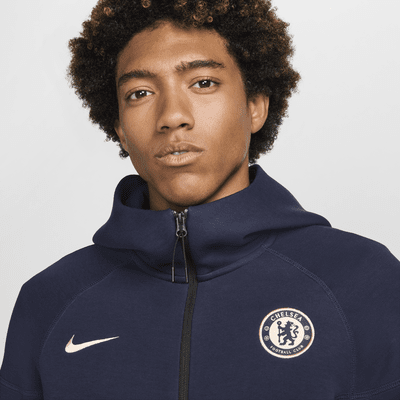 Hoodie de futebol com fecho completo Nike Tech Fleece Windrunner Chelsea F.C. para homem