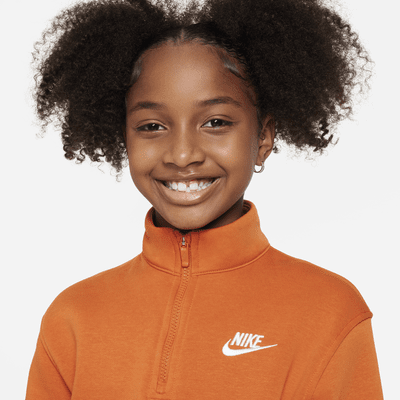 Nike Sportswear Club Fleece Big Kids' (Girls') 1/2-Zip Long-Sleeve Top