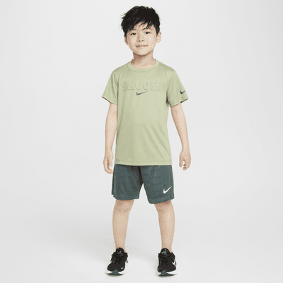 Playera Swoosh para niños talla pequeña Nike Dri-FIT "Just Do It"