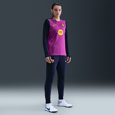 Camisola de futebol de gola redonda em malha Nike Dri-FIT Strike FC Barcelona para mulher