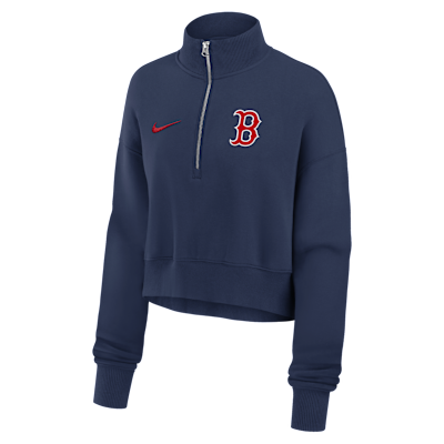 Boston Red Sox Phoenix Women's Nike MLB Cropped 1/4-Zip Crew