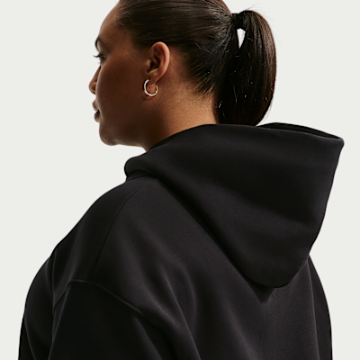 Sudadera con gorro de tejido Fleece de cuello Henley oversized cropped para mujer (talla grande) Nike Sportswear Phoenix