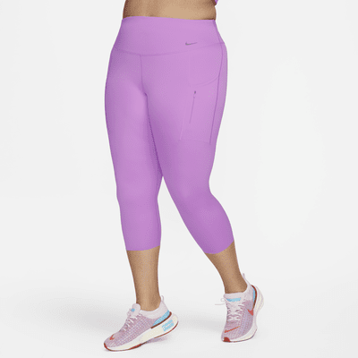 Leggings cropped de tiro alto y sujeción firme con bolsillos para mujer Nike Go (talla grande)