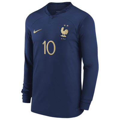 France National Team 2022/23 Stadium Home (Kylian Mbappe) Men's Nike Dri-FIT Long-Sleeve Soccer Jersey