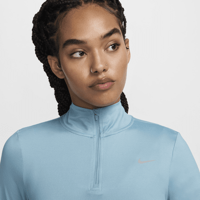 Nike Swift Element-løbetop med UV-beskyttelse og 1/4 lynlås til kvinder