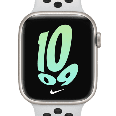 Watch Series 7 (GPS) con correa Nike Sport 45 mm Caja de aluminio Starlight. Nike