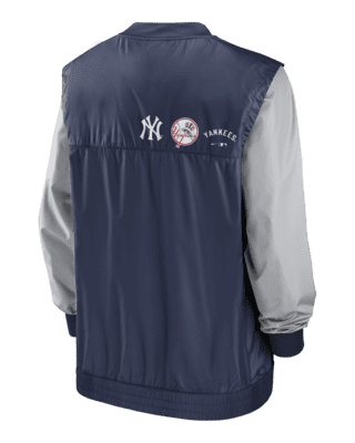 New York Yankees Nike Rewind Warmup V-Neck Pullover Jacket - White/Navy
