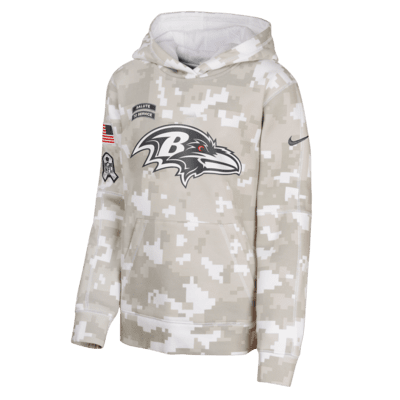 Sudadera con gorro sin cierre Nike de la NFL para niños talla grande Baltimore Ravens Salute to Service Primary Edge Club