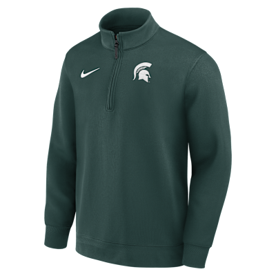 Playera de manga larga universitaria Nike Dri-FIT de medio cierre para hombre Michigan State Coaches