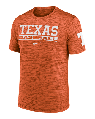 Мужская футболка Texas Longhorns Velocity Baseball Wordmark Stack Nike Dri-FIT College