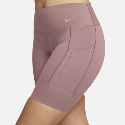 Shorts da ciclista 20 cm a vita media con tasche e sostegno elevato Nike Go – Donna