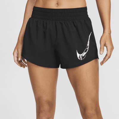 Nike One Dri-FIT damesshorts met halfhoge taille, graphic en binnenbroekje