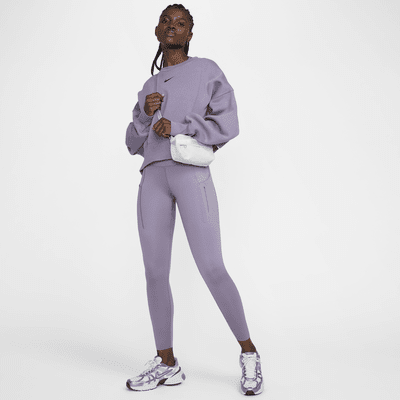 Leggings Nike Go i 7/8-längd med fast stöd, mellanhög midja och fickor för kvinnor