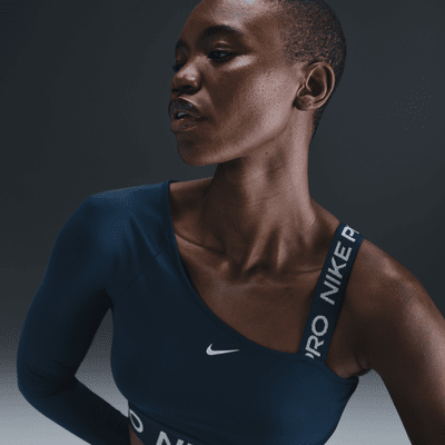 Γυναικεία crop μπλούζα Dri-FIT με ασύμμετρη σχεδίαση Nike Pro Shine