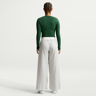 Pants de tejido Woven a rayas de tiro medio holgados para mujer Nike Sportswear Chill Poplin