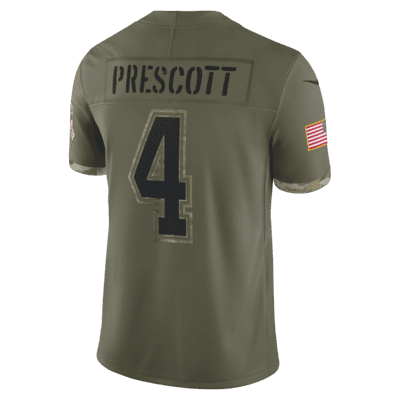 NFL Dallas Cowboys Salute to Service (Dak Prescott) Men's Limited Football  Jersey.