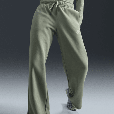 Pants de entrenamiento de piernas anchas de tiro medio para mujer Nike Sportswear Club Fleece