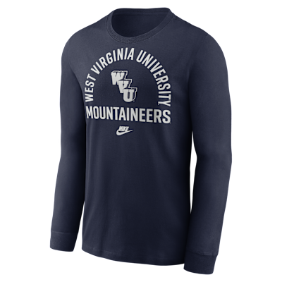 West Virginia Legacy Arched Logo Men's Nike College Long-Sleeve T-Shirt