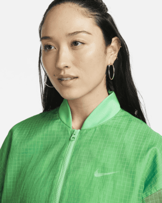 Nike Women's Sportswear Essentials Woven Varsity Bomber Jacket - Spring Green - Xs Each