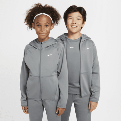 Sudadera de entrenamiento con gorro Therma-FIT acondicionada para el invierno para niños talla grande Nike