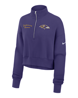 Женские  Baltimore Ravens Phoenix Nike NFL Cropped 1/4-Zip Crew