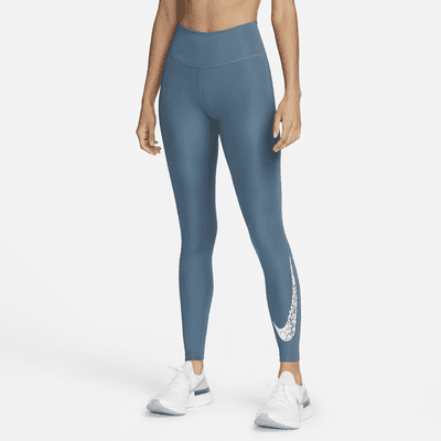 Nike Legging de sport taille haute pour femme avec logo Swoosh, Noir/blanc,  Moyen : : Mode