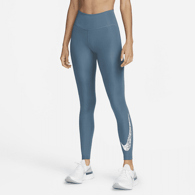 Nike Women's Swoosh Run Olive/Volt 7/8 Running Leggings (DJ0934