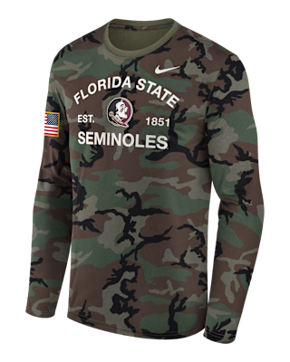 Мужская футболка Florida State 2025 Military Appreciation Legend Nike Dri-FIT College Long-Sleeve