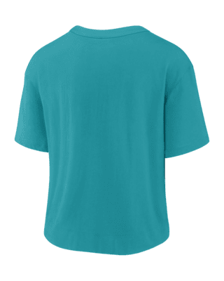 Nike Women's Fashion (NFL Miami Dolphins) High-Hip T-Shirt in Blue, Size: Large | NKZZ087K9P-06V