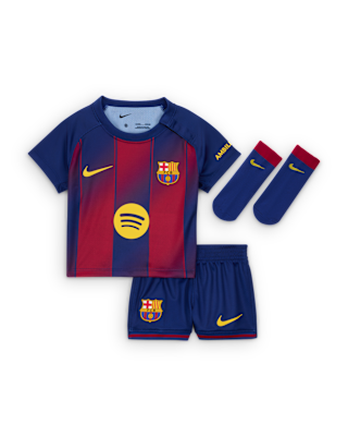 Детские  FC Barcelona 2025/26 Stadium Home Baby/Toddler Nike Soccer Replica 3-Piece Kit