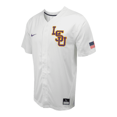 Men's Nike Natural LSU Tigers Replica Full-Button Baseball Jersey