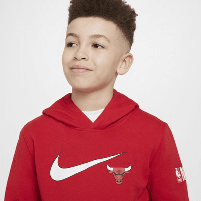 Μπλούζα με κουκούλα Nike NBA Σικάγο Μπουλς Club Fleece Essential για μεγάλα αγόρια