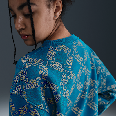 Nike Sportswear Club Fleece Big Kids' (Girls') Oversized Printed Crewneck Sweatshirt