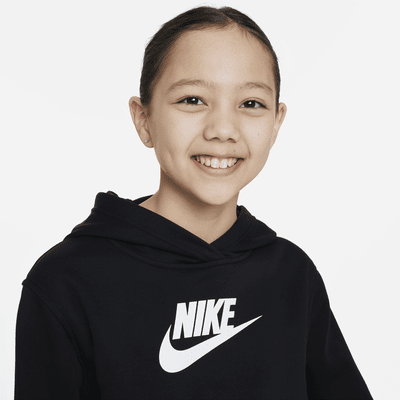 Zkrácená mikina Nike Sportswear Club Fleece s kapucí pro větší děti (dívky)