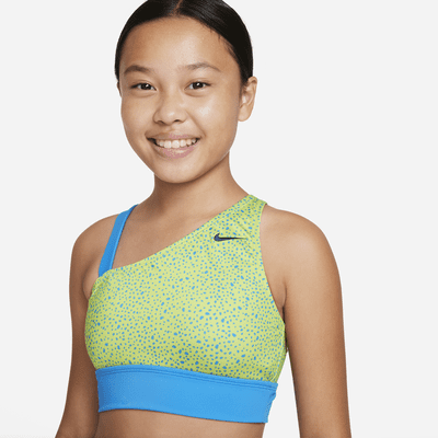 Conjunto de top asimétrico y bikini de cintura alta Nike Water Dots ...