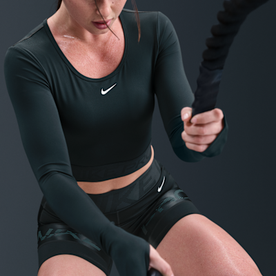 Nike Pro Parte de arriba corta de manga larga Dri-FIT - Mujer