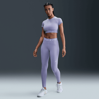 Nike Pro Women's Mid-Rise Mesh-Paneled Leggings