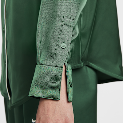 나이키 스포츠웨어 여성 오버사이즈 새틴 긴팔 탑