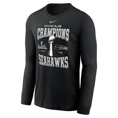 Seattle Seahawks Super Bowl LX Champions Trophy Collection Men's Nike NFL Long-Sleeve T-Shirt