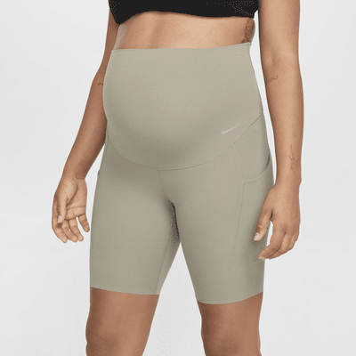 Shorts de ciclismo de maternidad de tiro alto de 20 cm de sujeción ligera con bolsillos para mujer Nike Zenvy (M)