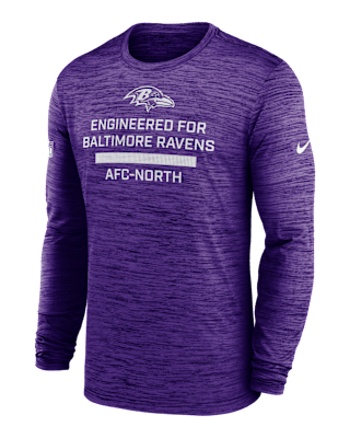 Мужская футболка Baltimore Ravens Sideline Team Issue Velocity Nike Dri-FIT NFL Long-Sleeve