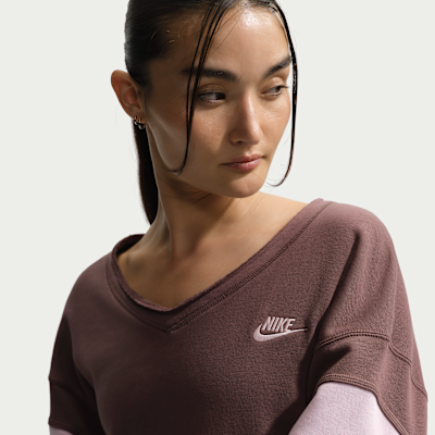 ナイキ スポーツウェア クラブ フリース ウィメンズ オーバーサイズド Vネック スウェットシャツ