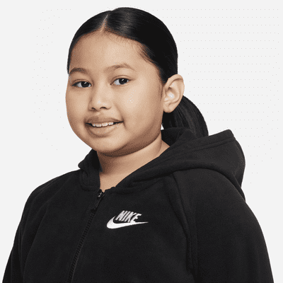 Sudadera con gorro de medio cierre acondicionada para el invierno para niña talla grande Nike Sportswear Club Fleece (talla extendida)