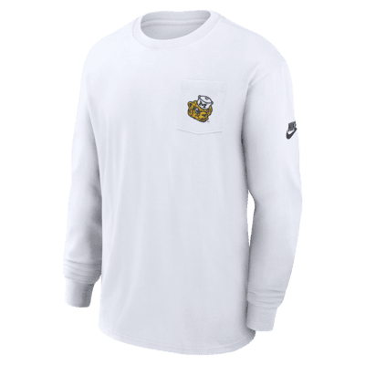 Playera de manga larga universitaria Nike para hombre Michigan Wolverines Legacy Max90 Pocket