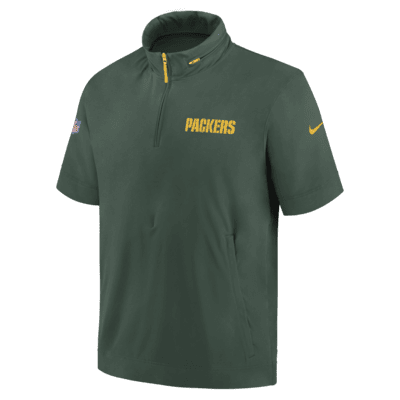 Green Bay Packers Sideline Coach Men's Nike NFL 1/2-Zip Short-Sleeve Hooded Jacket