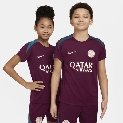 Paris Saint-Germain Strike Nike Dri-FIT knit voetbaltop met korte mouwen voor kids